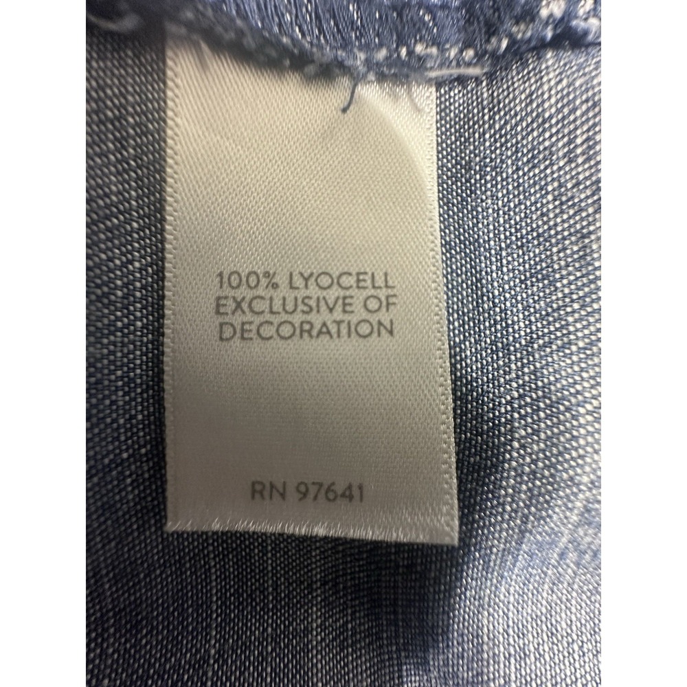 J Jill Denim Chambray‎ Sleeveless Top Women's Size XL Floral Embroidered Boho - Picture 8 of 11